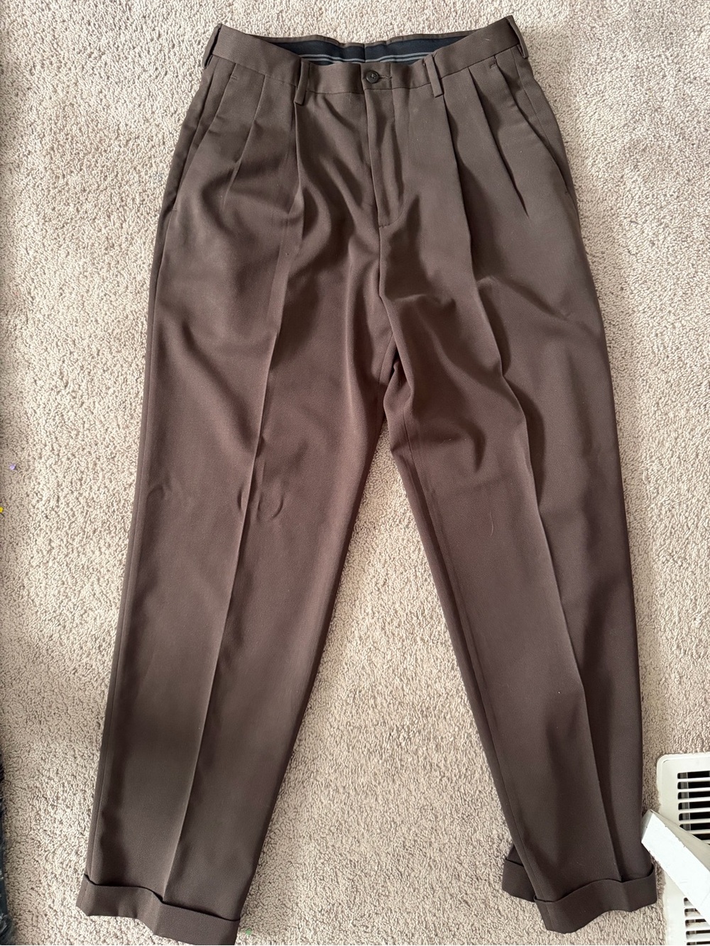 Claiborne Men's Dark Brown Pleated Dress Pants